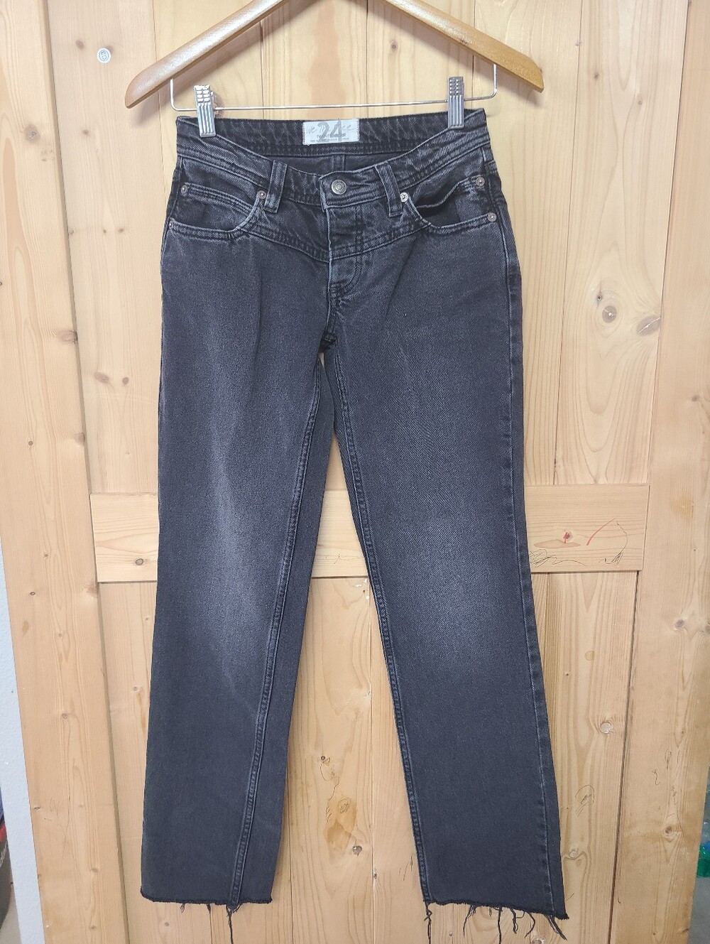 Free‎ People Washed Black Straight-Leg Jeans